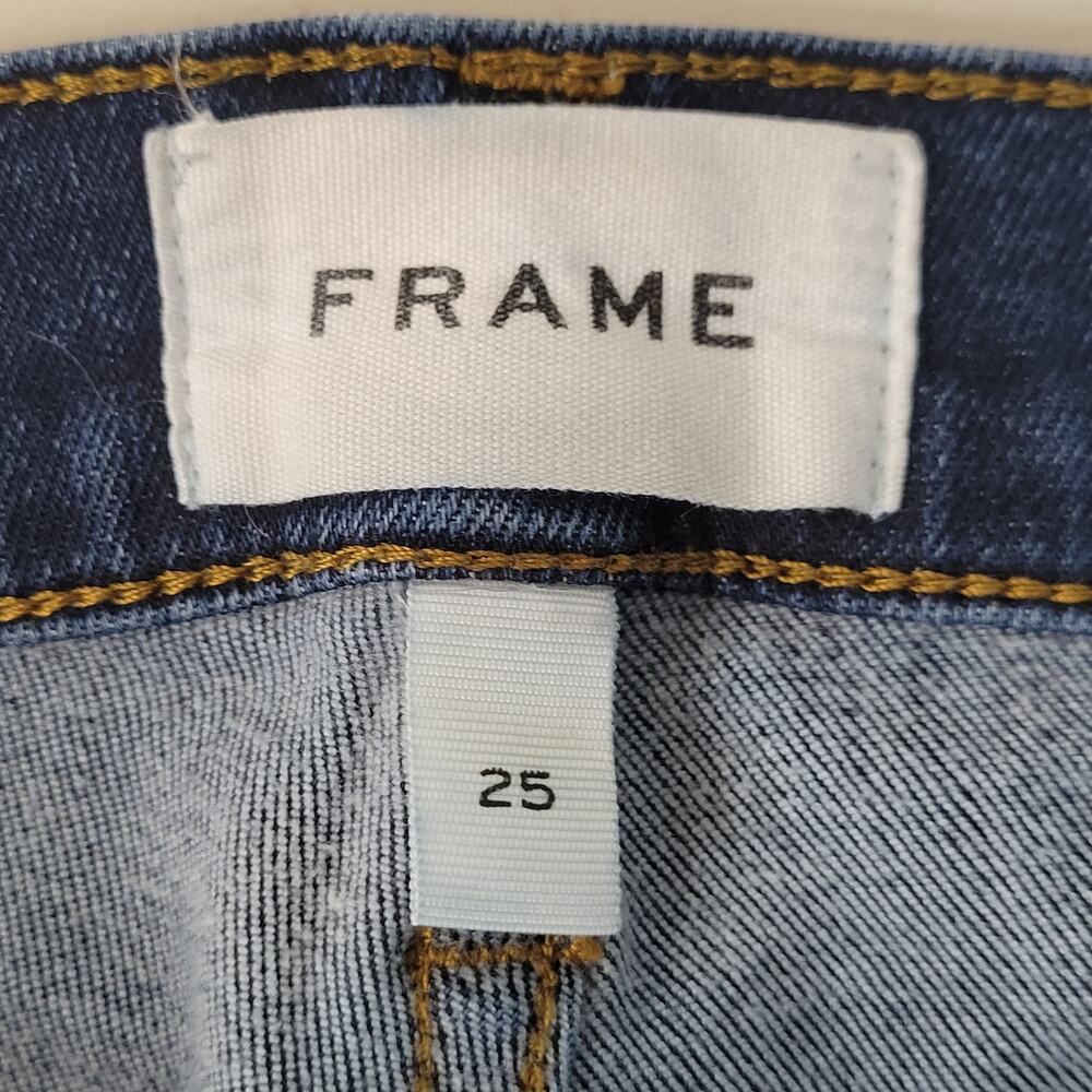 Frame Womens Le Garcon Jeans Boyfriend SZ 25 Distressed LGJ865 Blue Dublin Grind - Picture 6 of 13